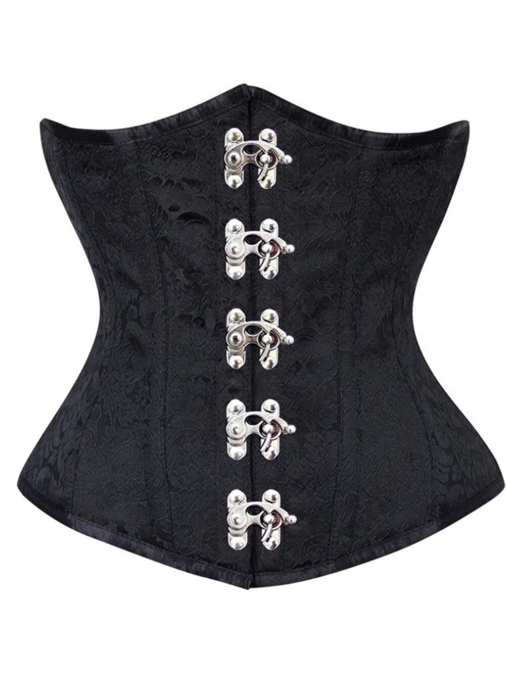 Authentic Steel Boned Brocade Underbust Corset with Silver Clasps